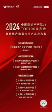 实力见证！越秀地产“樾系”“天系”获克而瑞2024全国十大产品系殊荣
